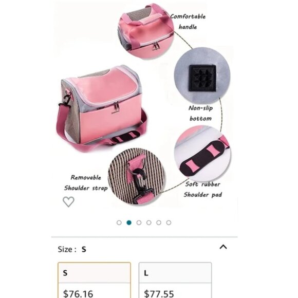 💮2/$40💮 Pink Soft PU Leather Pet Carrier Bag - Picture 9 of 9